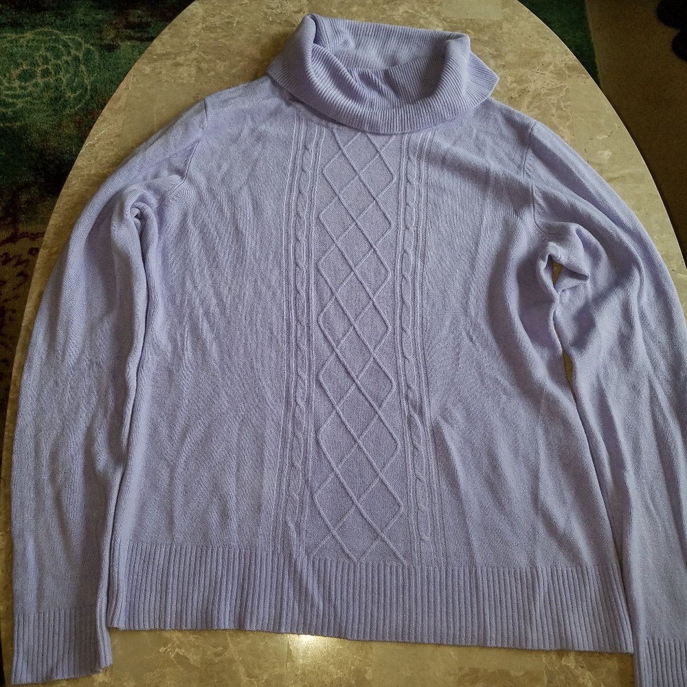 Lavender Relaxed Fit Soft Fine-Gauge Cowl Neck Sweater M
